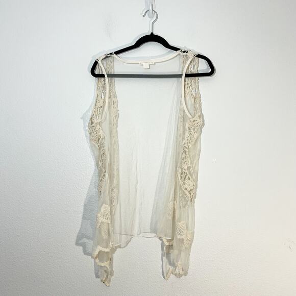 Knitworks Sheer Boho Vest Womens 16 Lace Bohemian Crochet Fairy Ethereal Y2K - Picture 3 of 6